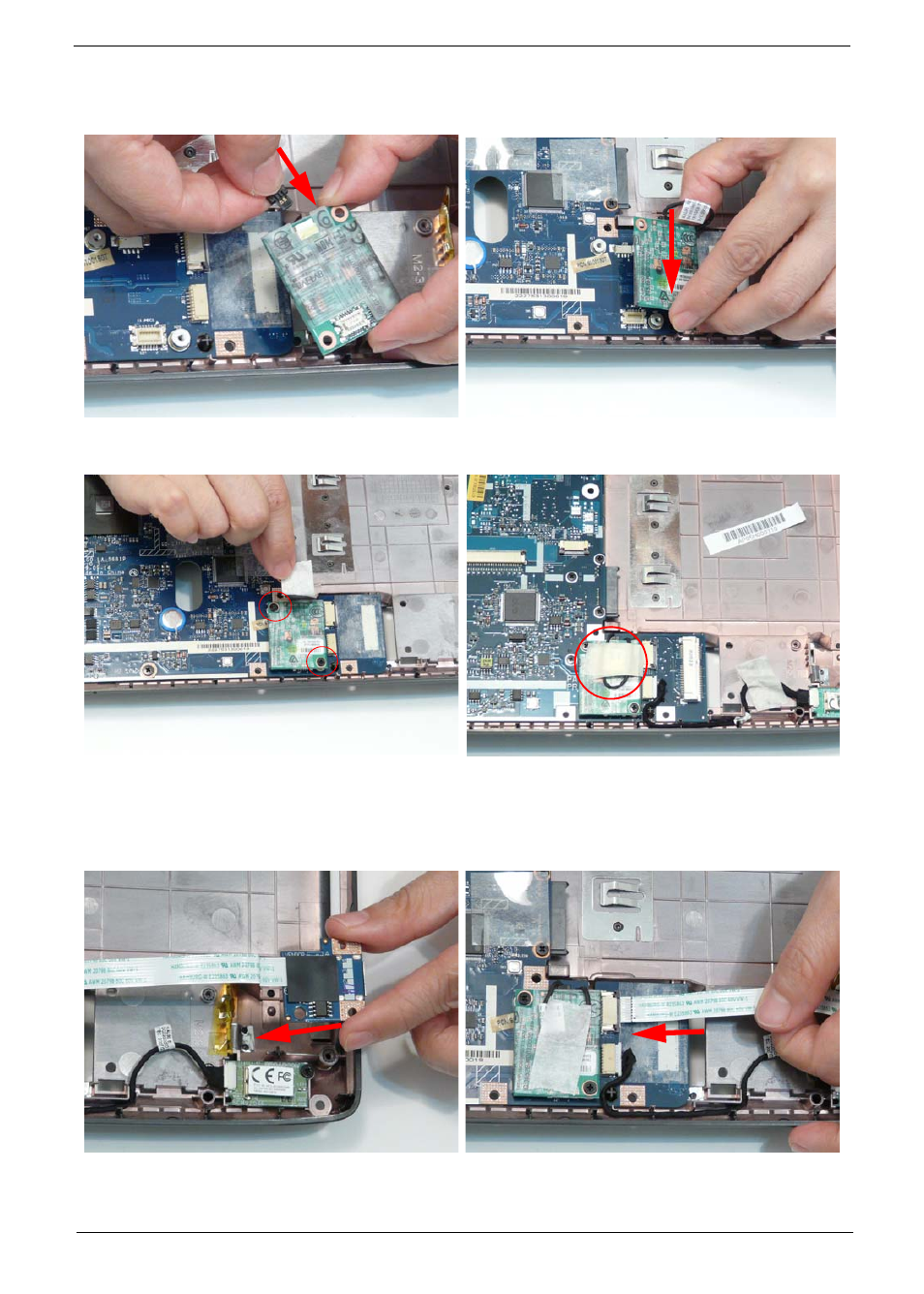 Replacing the modem module, Replacing the usb board, Replacing the modem module replacing the usb board | Acer 4740G User Manual | Page 127 / 218