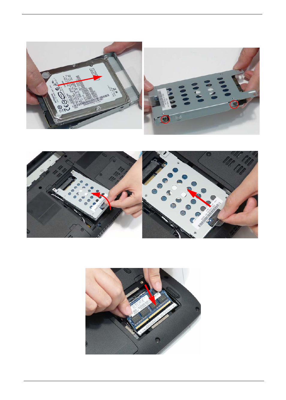 Replacing the hard disk drive module, Replacing the dimm modules | Acer 4740G User Manual | Page 144 / 218