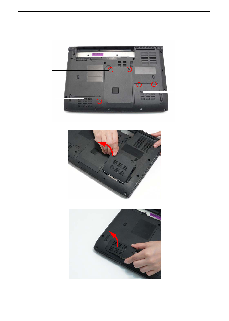 Removing the lower covers | Acer 4740G User Manual | Page 62 / 218