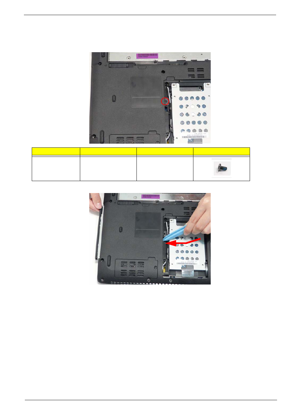 Removing the optical disk drive module | Acer 4740G User Manual | Page 69 / 218