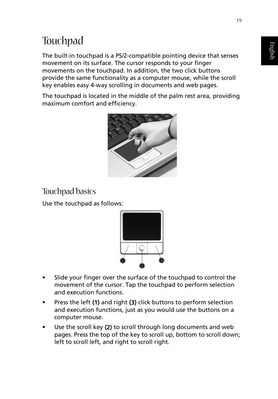 Touchpad, Touchpad basics | Acer 1350 User Manual | Page 29 / 104