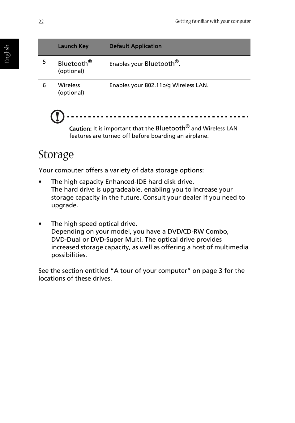 Storage | Acer 1350 User Manual | Page 32 / 104