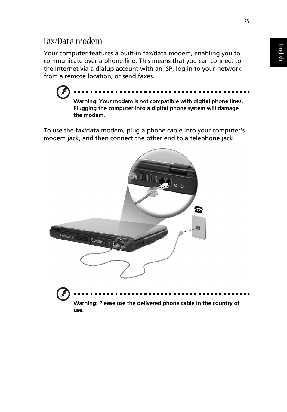 Fax/data modem | Acer 1350 User Manual | Page 35 / 104