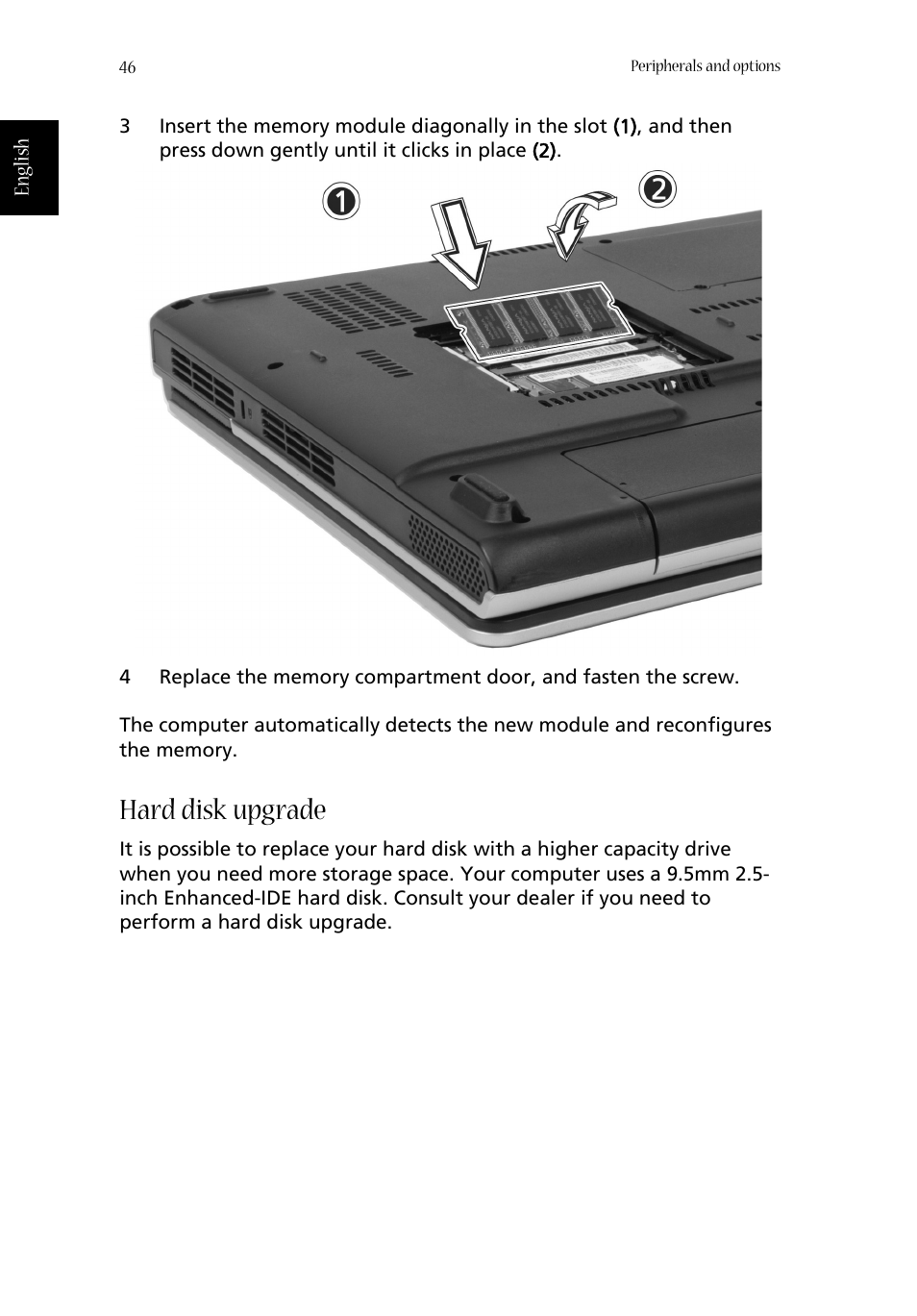 Hard disk upgrade | Acer 1350 User Manual | Page 56 / 104