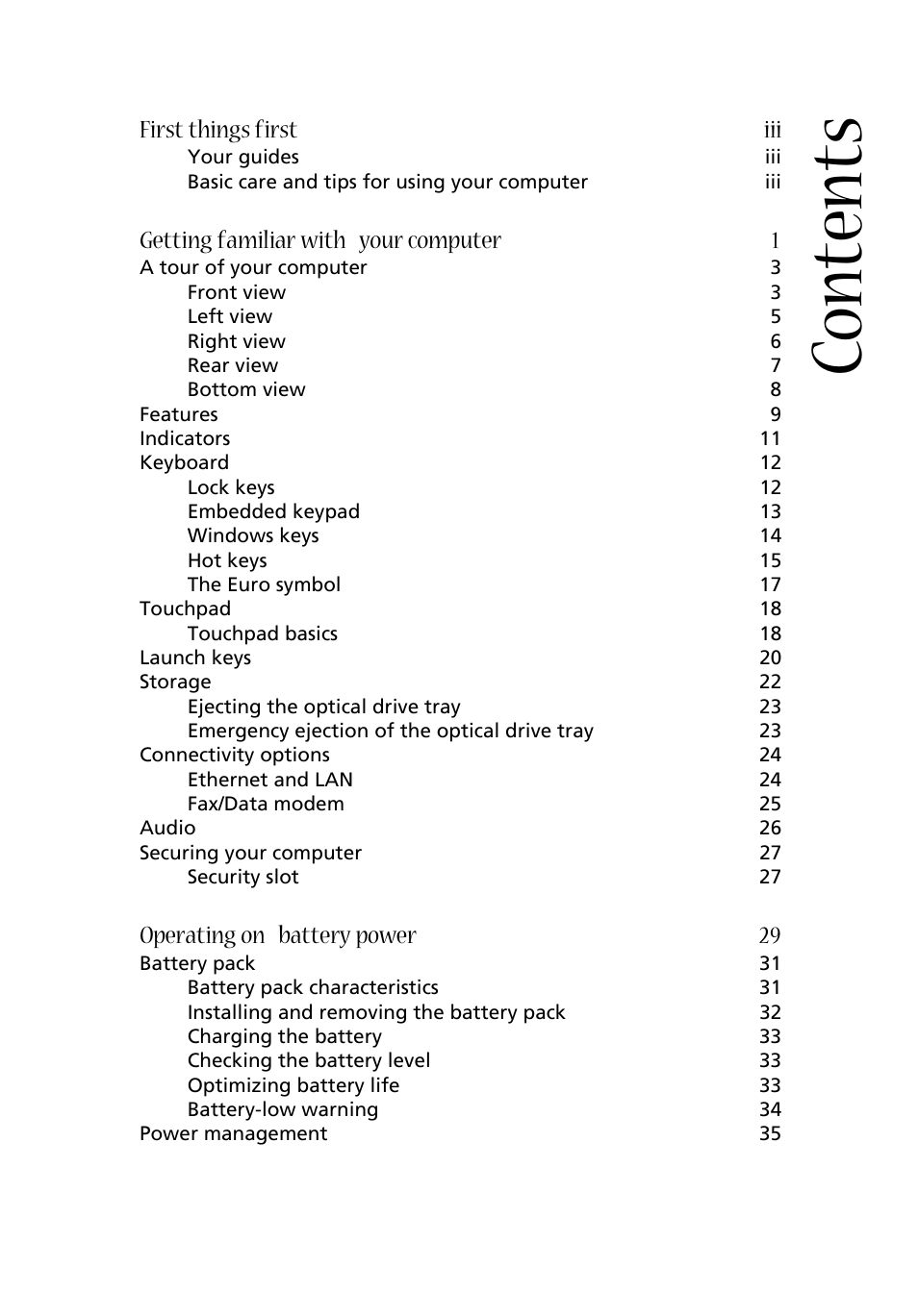 Acer 1350 User Manual | Page 7 / 104