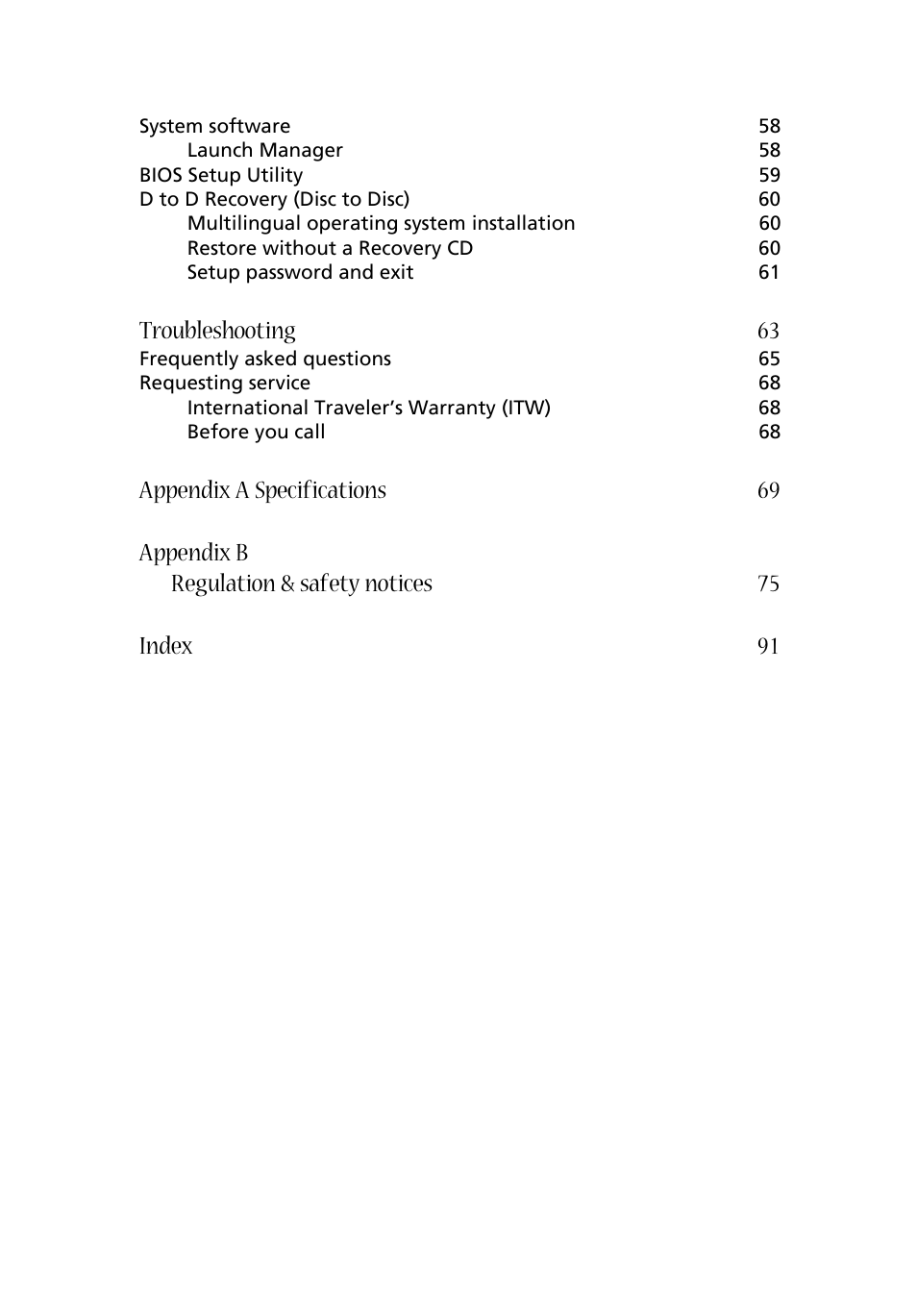 Troubleshooting 63 | Acer 1350 User Manual | Page 9 / 104