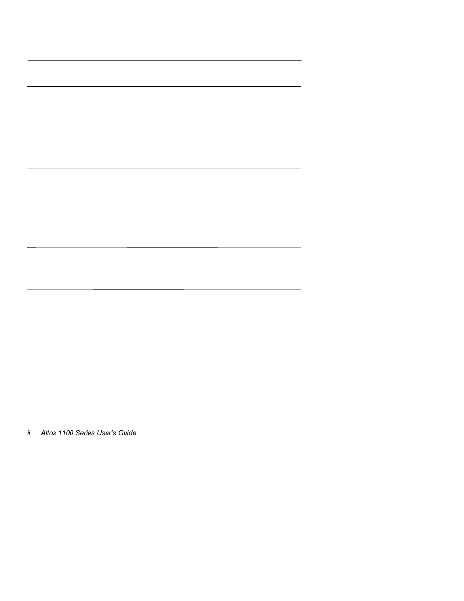 Copyright, Document, History | Copyright notice, Trademarks, Disclaimer, Altos 1100 series user’s guide ii | Acer Altos 1100 Series User Manual | Page 2 / 114