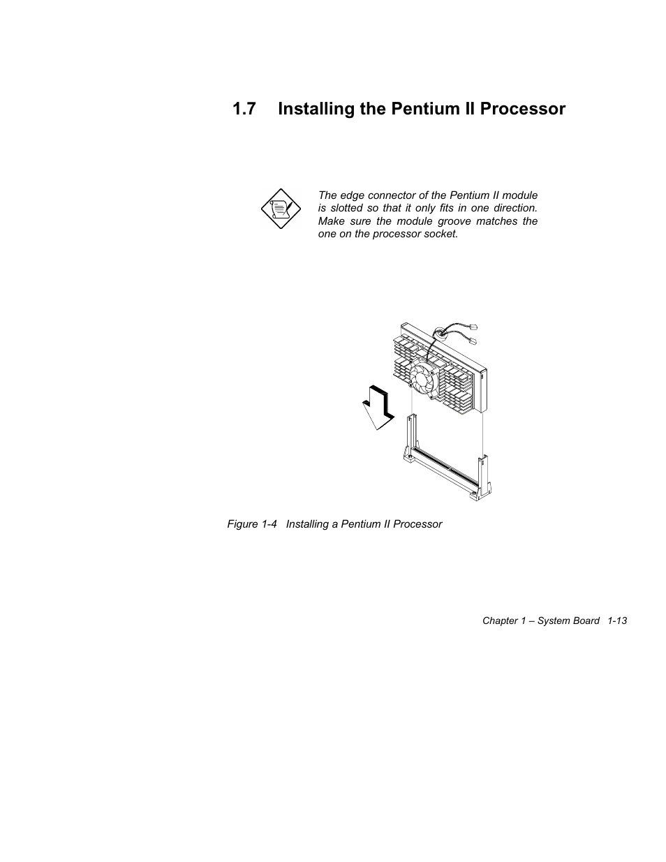 7 installing the pentium ii processor -13, 4 installing a pentium ii processor -13, 7 installing the pentium ii processor | Acer Altos 1100 Series User Manual | Page 27 / 114