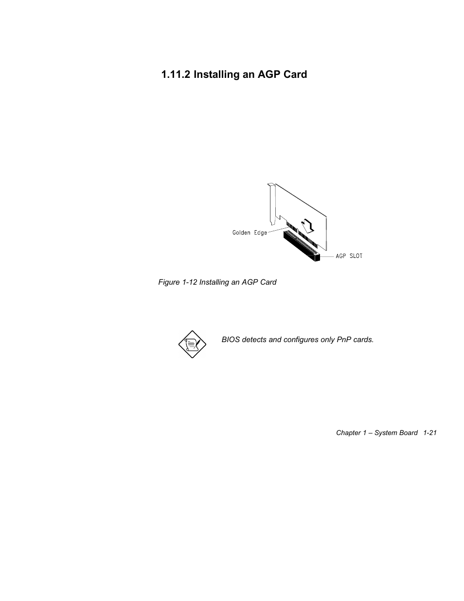 2 installing an agp card -21, 12 installing an agp card -21, 2 installing an agp card | Acer Altos 1100 Series User Manual | Page 35 / 114