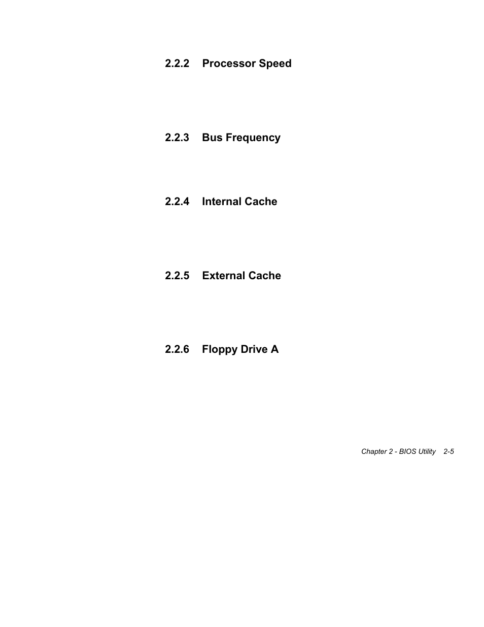 2 processor, Speed -5, 3 bus | Frequency -5, 4 internal, Cache -5, 5 external, 6 floppy drive a -5 | Acer Altos 1100 Series User Manual | Page 47 / 114