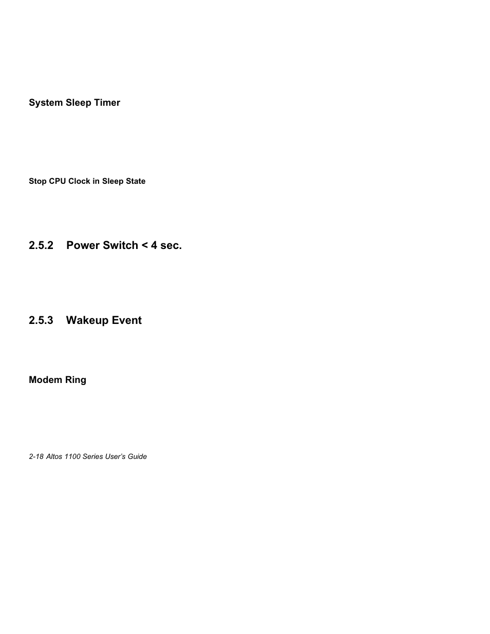 2 power switch < 4 sec -17, 3 wakeup, Event -17 | 2 power switch < 4 sec, 3 wakeup event | Acer Altos 1100 Series User Manual | Page 60 / 114