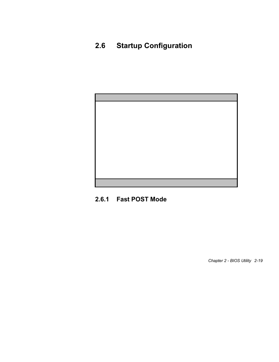6 startup, Configuration -18, 1 fast post mode -18 | 6 startup configuration, 1fast post mode | Acer Altos 1100 Series User Manual | Page 61 / 114