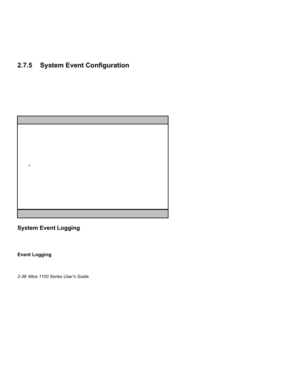 5 system event configuration -36, 5 system event configuration, System event logging | Acer Altos 1100 Series User Manual | Page 80 / 114