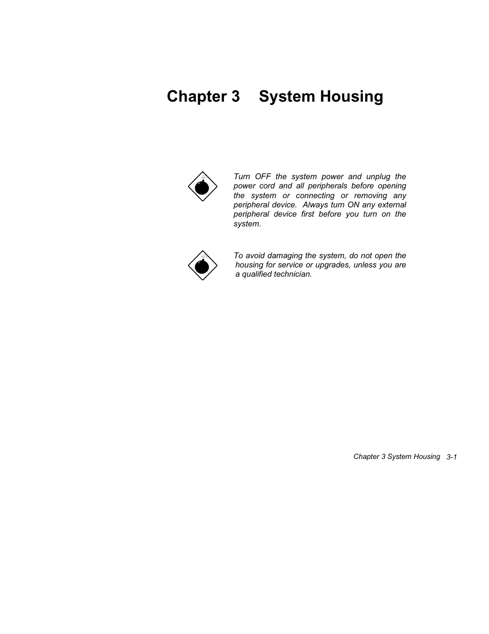 System housing, Chapter 3 system housing | Acer Altos 1100 Series User Manual | Page 95 / 114