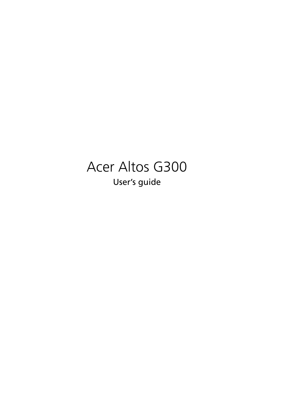 Acer Altos G300 User Manual | 108 pages