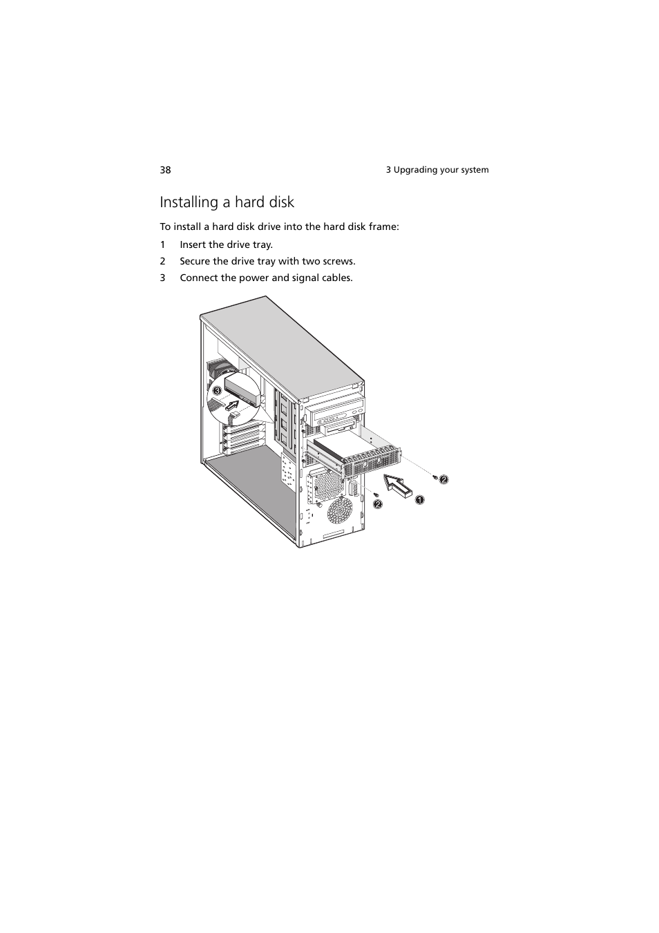 Installing a hard disk | Acer Altos G300 User Manual | Page 50 / 108