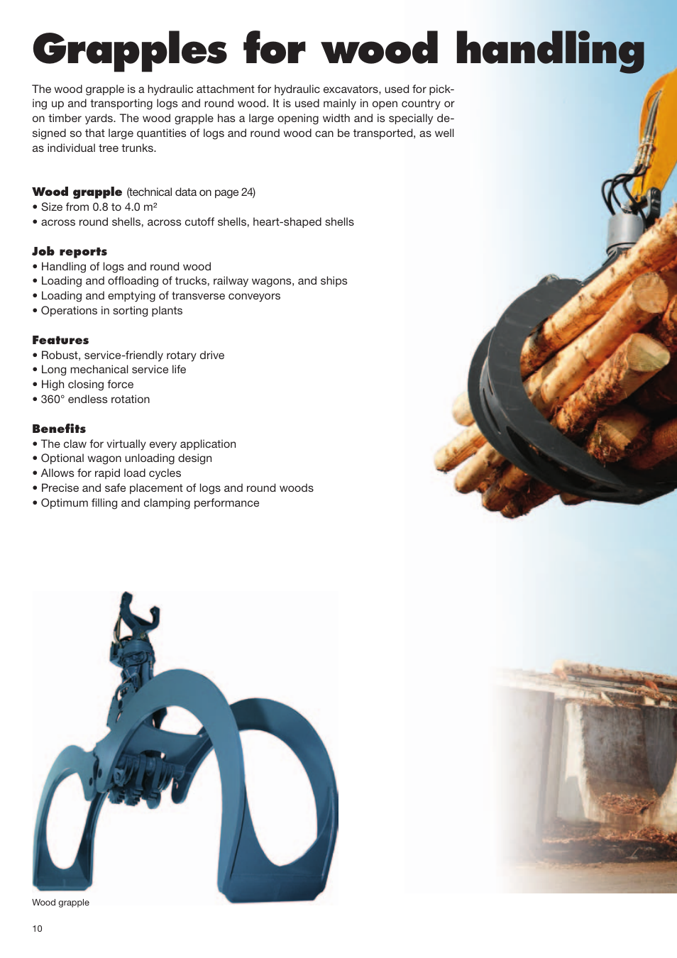 Grapples for wood handling | Liebherr EP 934 C Stationary Materiel Handler User Manual | Page 10 / 26