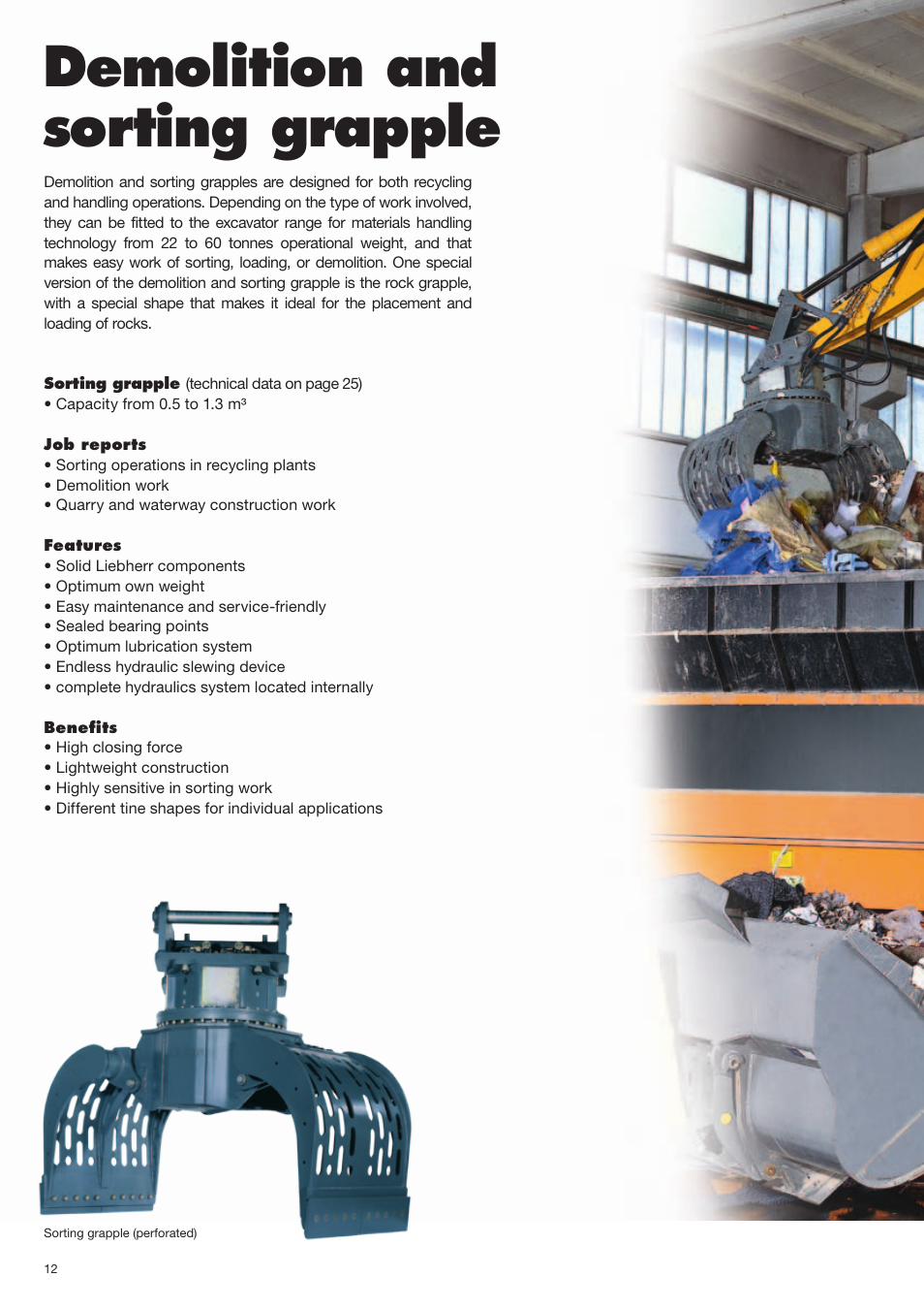 Demolition and sorting grapple | Liebherr EP 934 C Stationary Materiel Handler User Manual | Page 12 / 26