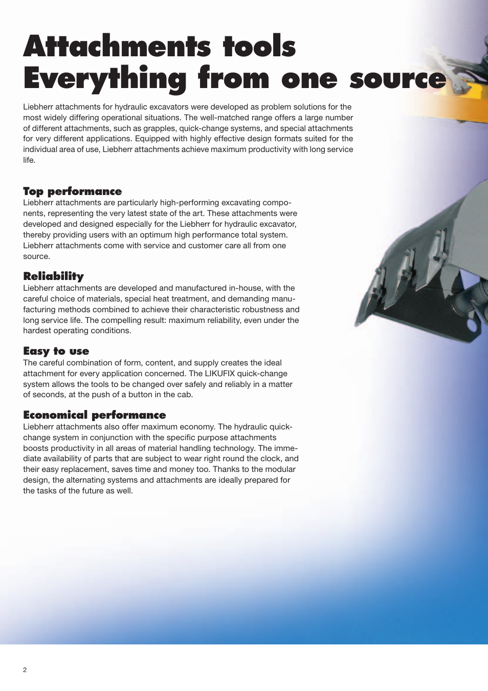 Attachments tools everything from one source | Liebherr EP 934 C Stationary Materiel Handler User Manual | Page 2 / 26