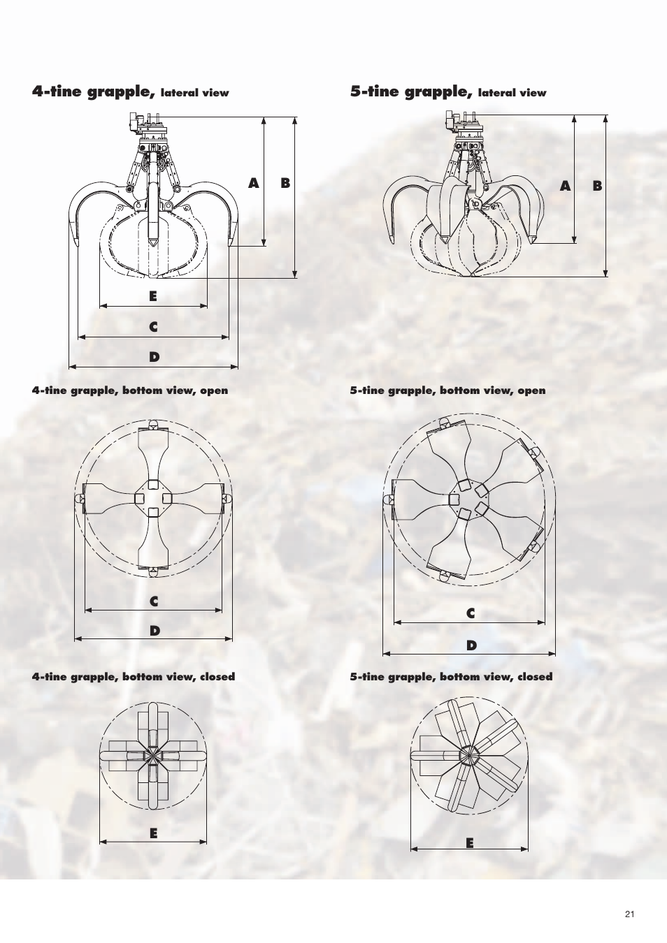 Tine grapple, Tine grapples | Liebherr EP 934 C Stationary Materiel Handler User Manual | Page 21 / 26