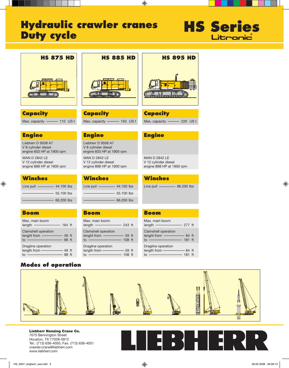 Hs series, Hydraulic crawler cranes duty cycle | Liebherr HS 835 HD Litronic User Manual | Page 2 / 2