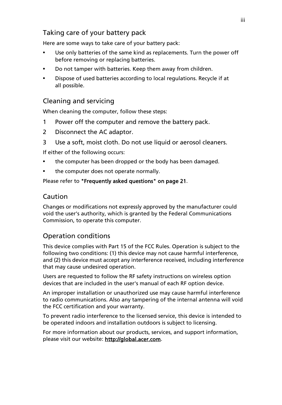 Acer 4150 Series User Manual | Page 5 / 70