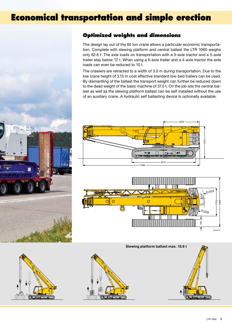 Economical transportation and simple erection, Optimized weights and dimensions | Liebherr LTR 1060 User Manual | Page 5 / 12