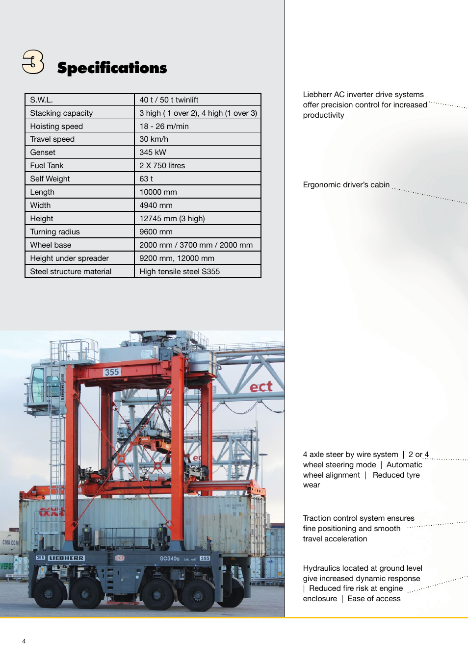 Specifications | Liebherr Straddle carriers User Manual | Page 4 / 8