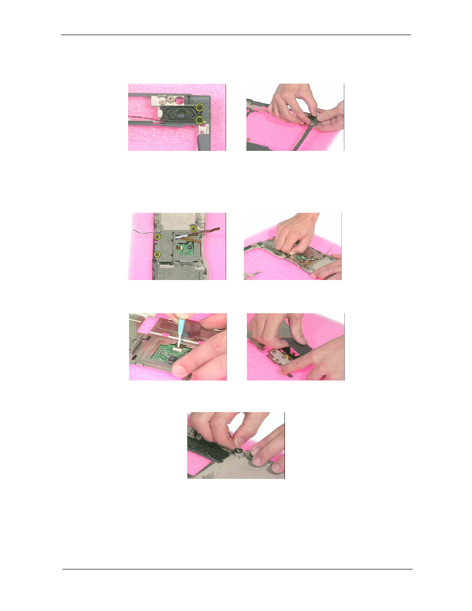 Removing the speaker, Removing the touchpad | Acer 350 User Manual | Page 65 / 128