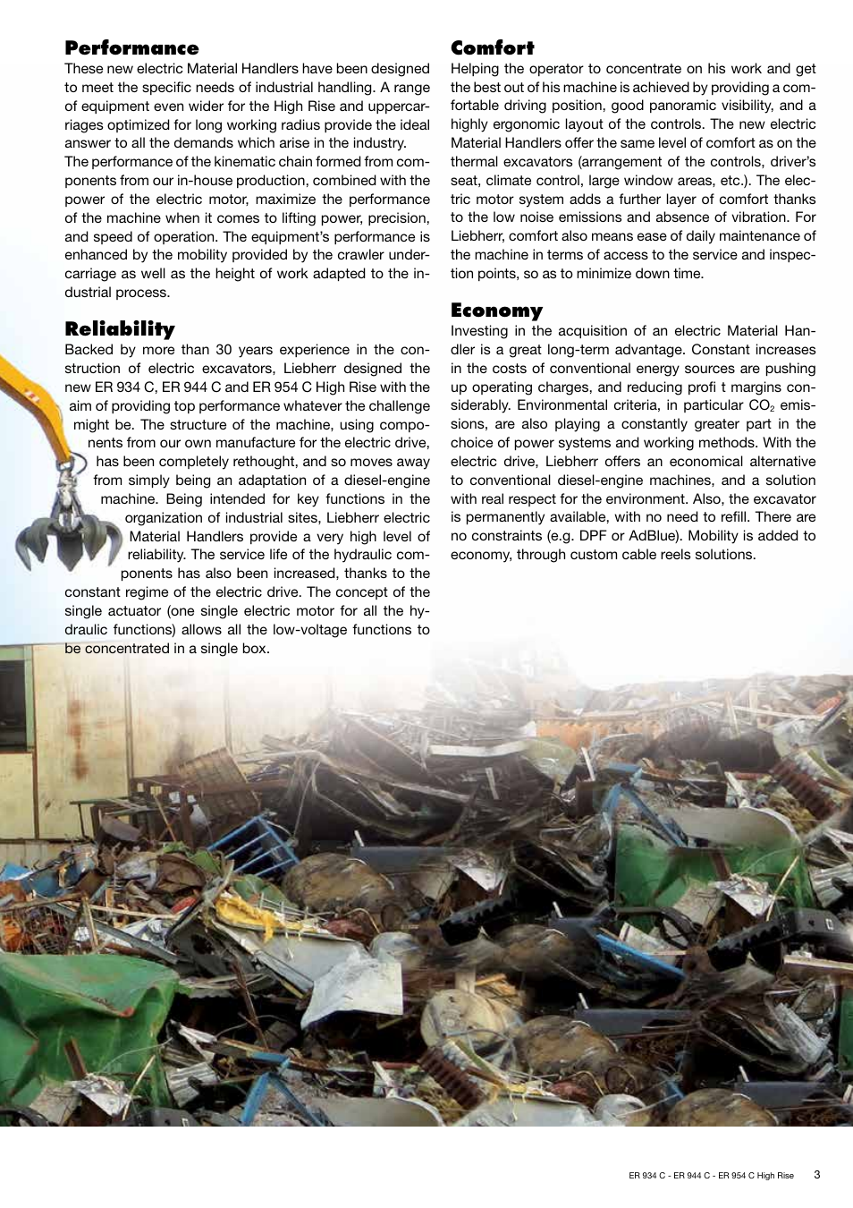 Performance, Reliability, Comfort | Economy | Liebherr ER 944 C High Rise User Manual | Page 3 / 40