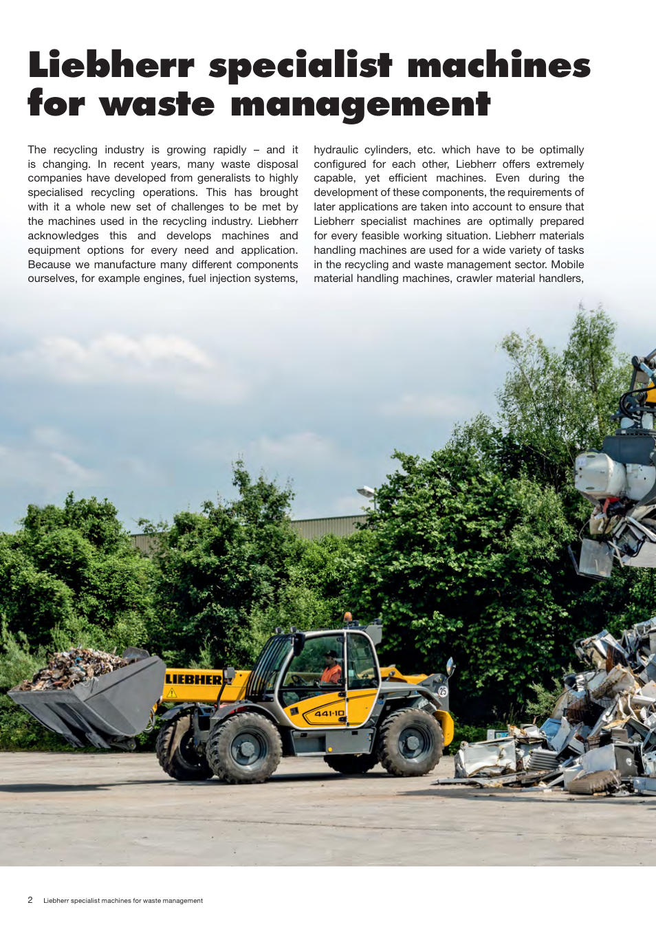 Liebherr specialist machines for waste management | Liebherr A 944 C HD Litronic Material Handler User Manual | Page 2 / 32
