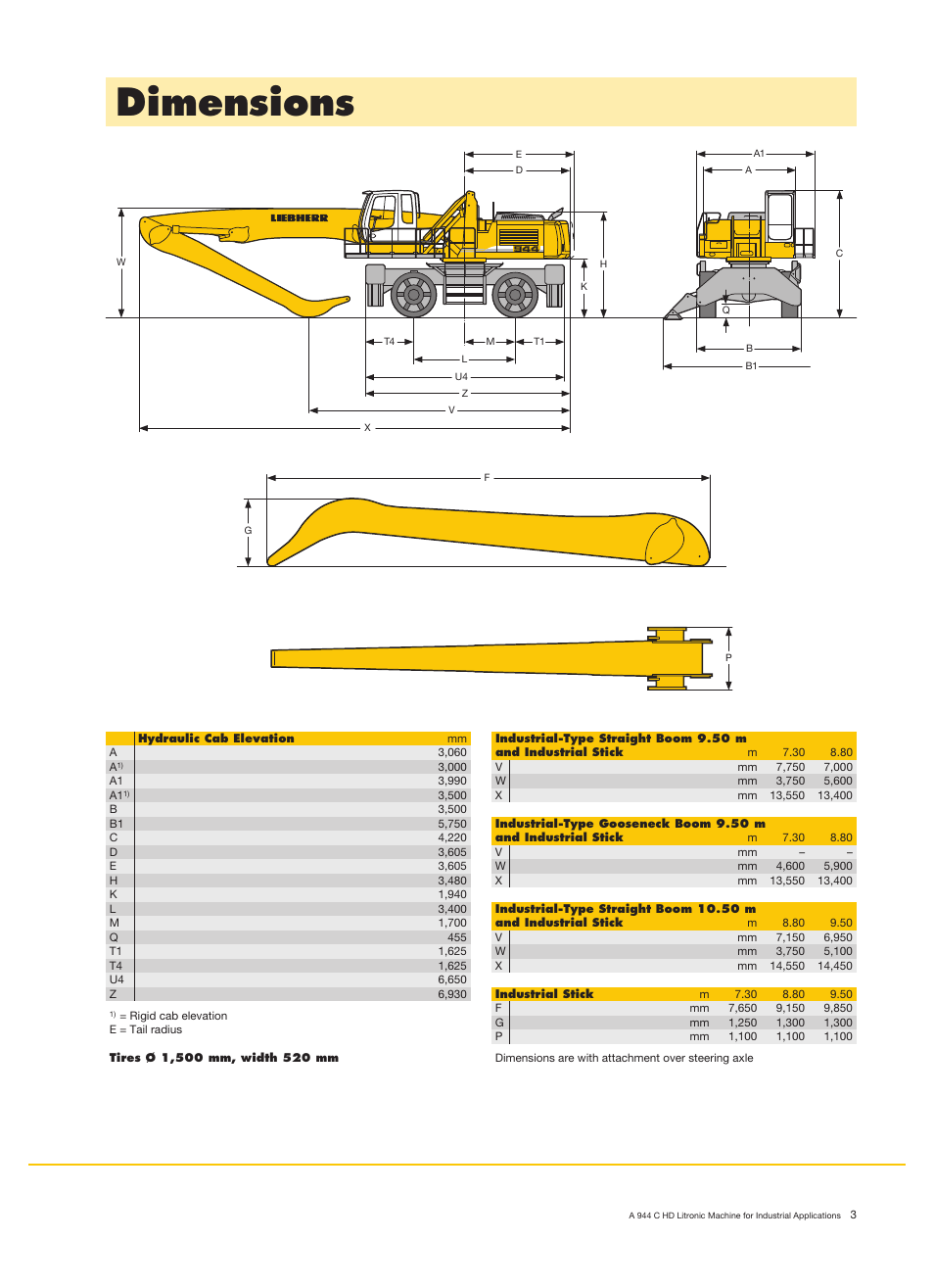 Dimensions | Liebherr A 944 C HD Litronic Material Handler User Manual | Page 3 / 14