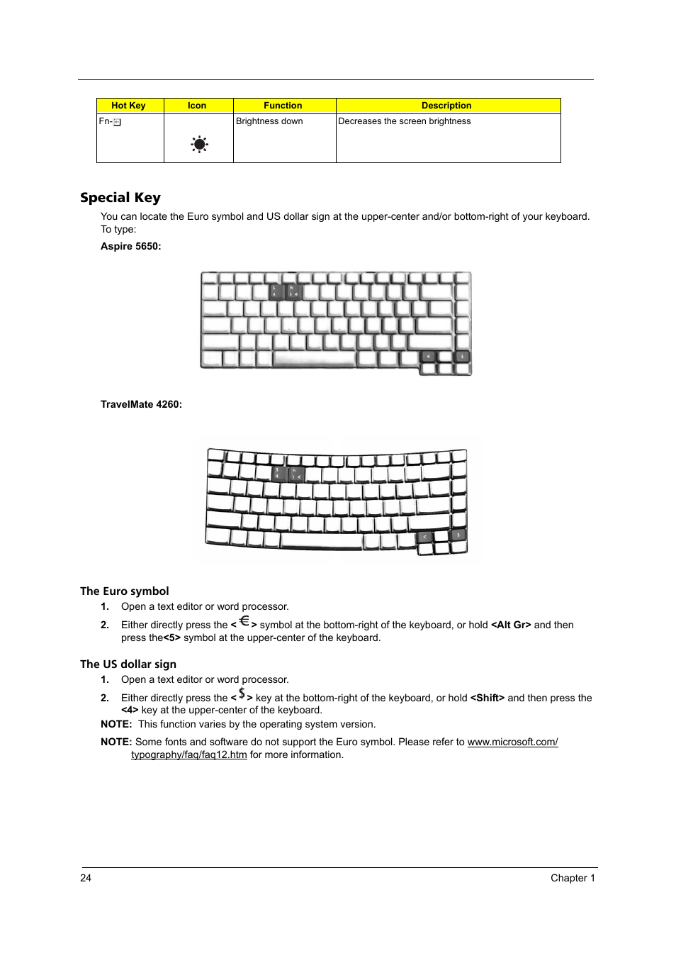 Special key | Acer 4260 User Manual | Page 30 / 117