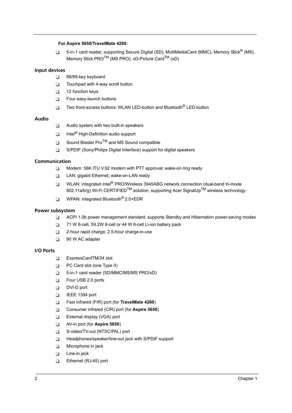 Acer 4260 User Manual | Page 8 / 117