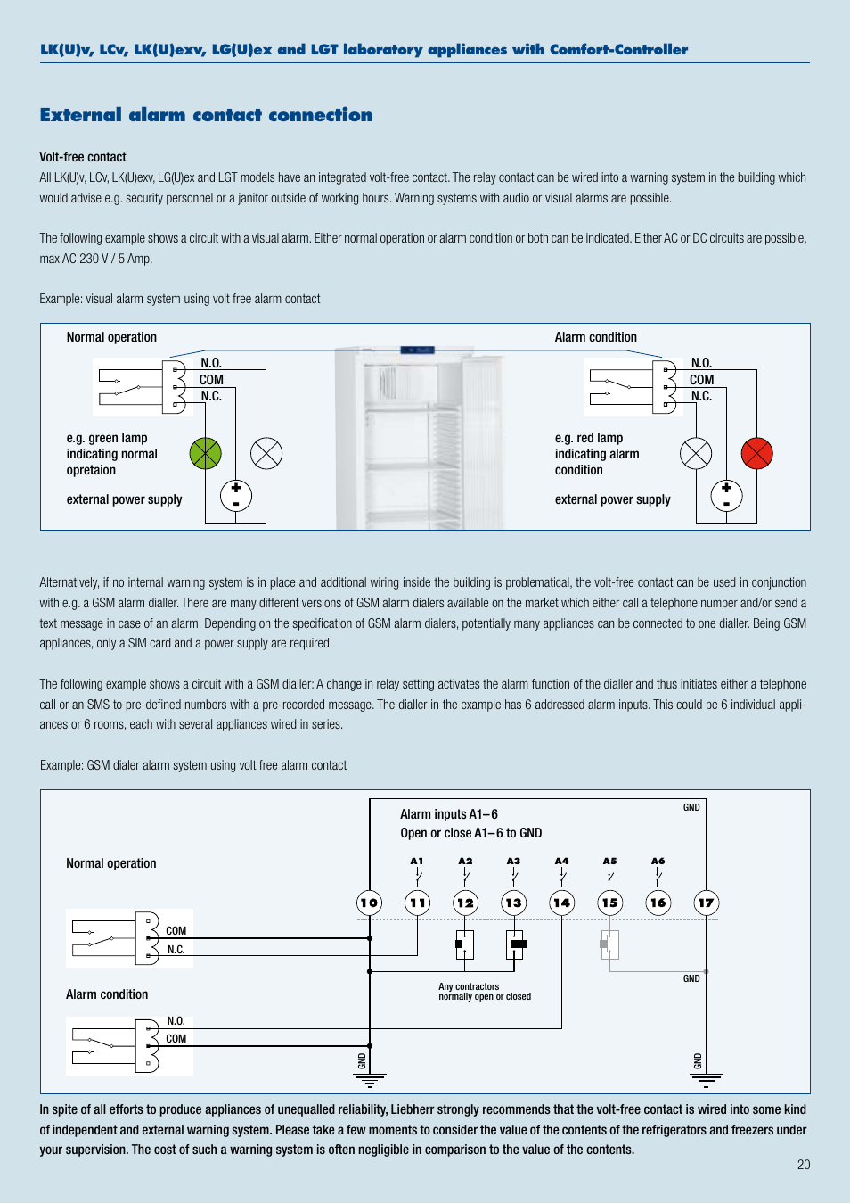 External alarm contact connection | Liebherr WKt 4552 GrandCru User Manual | Page 20 / 36