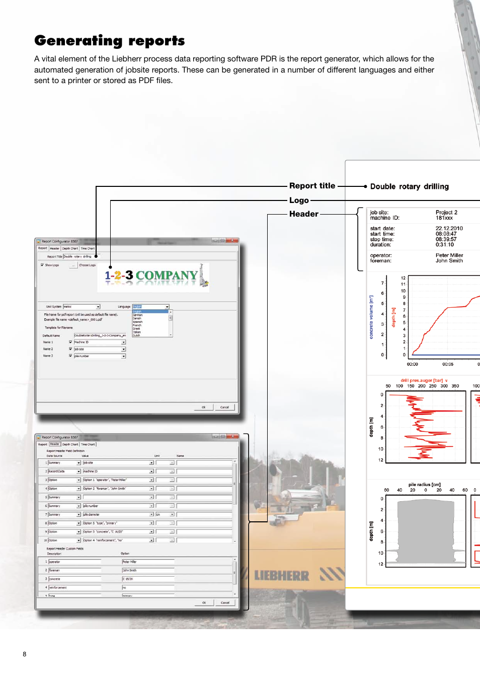 Generating reports | Liebherr LRB 125 XL User Manual | Page 8 / 12