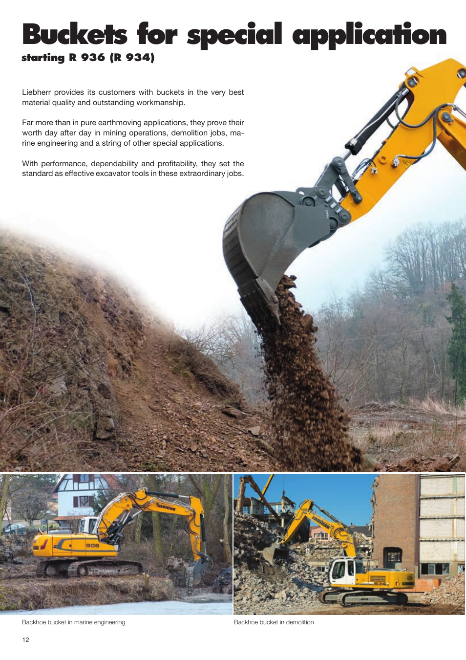 Buckets for special application | Liebherr Face shovel User Manual | Page 12 / 40