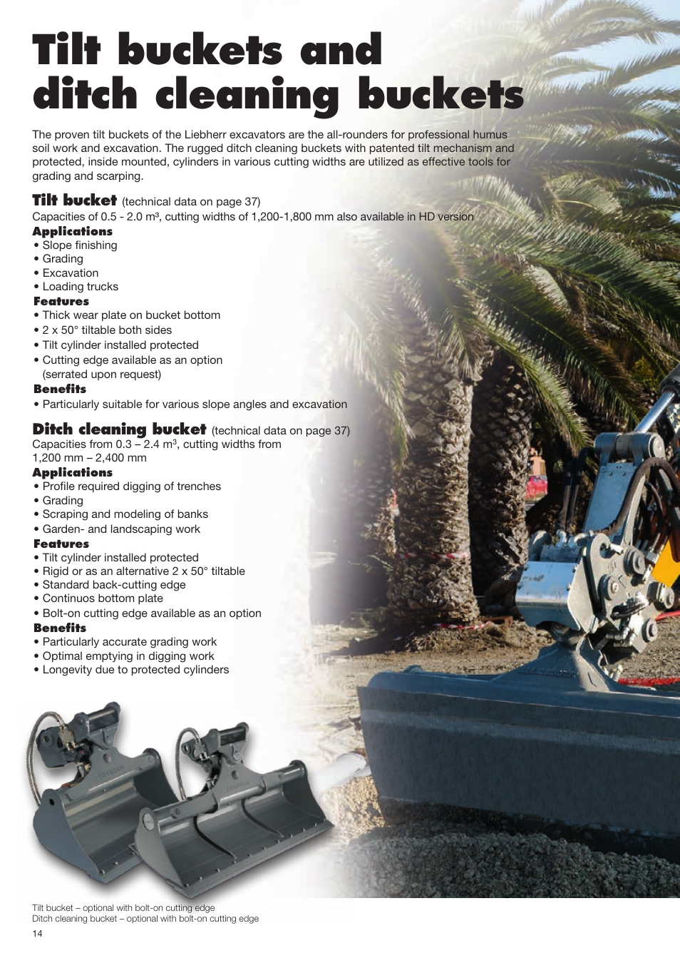 Tilt buckets and ditch cleaning buckets | Liebherr Face shovel User Manual | Page 14 / 40
