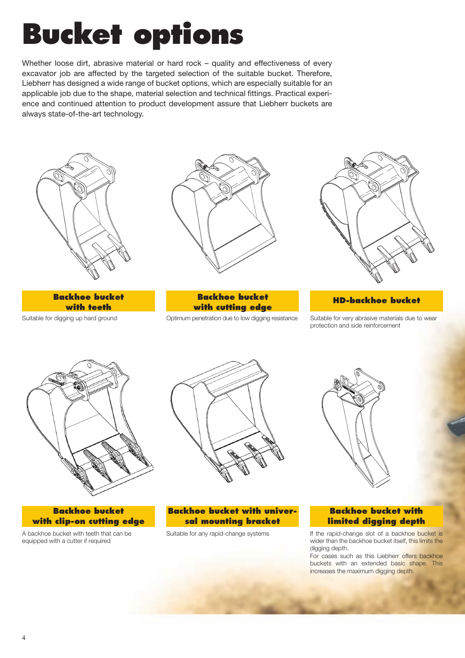 Bucket options | Liebherr Face shovel User Manual | Page 4 / 40