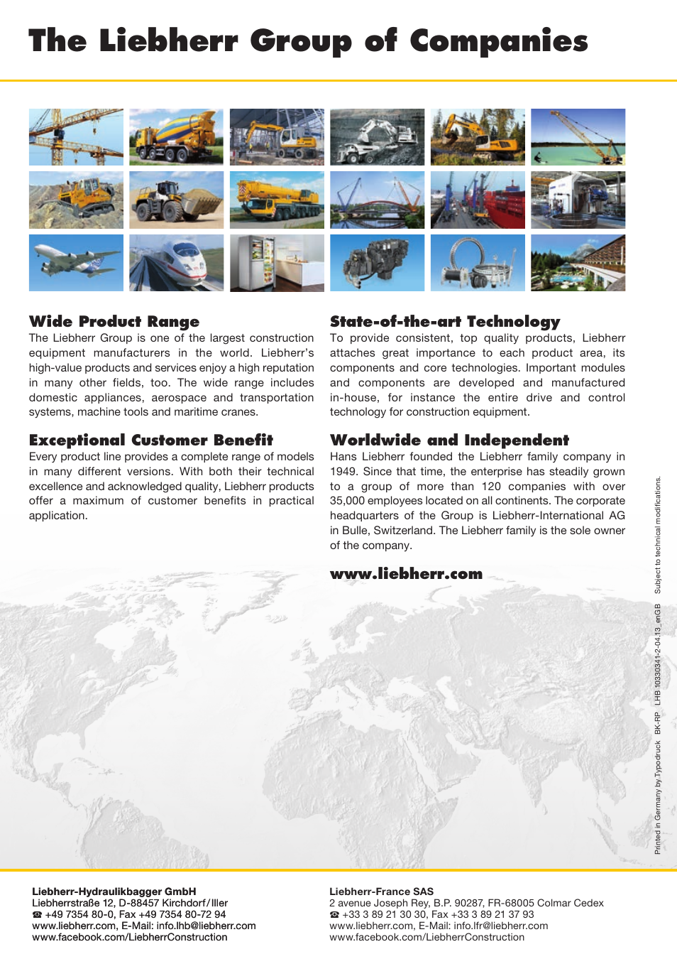 The liebherr group of companies, Wide product range, Exceptional customer benefit | State-of-the-art technology, Worldwide and independent | Liebherr Face shovel User Manual | Page 40 / 40