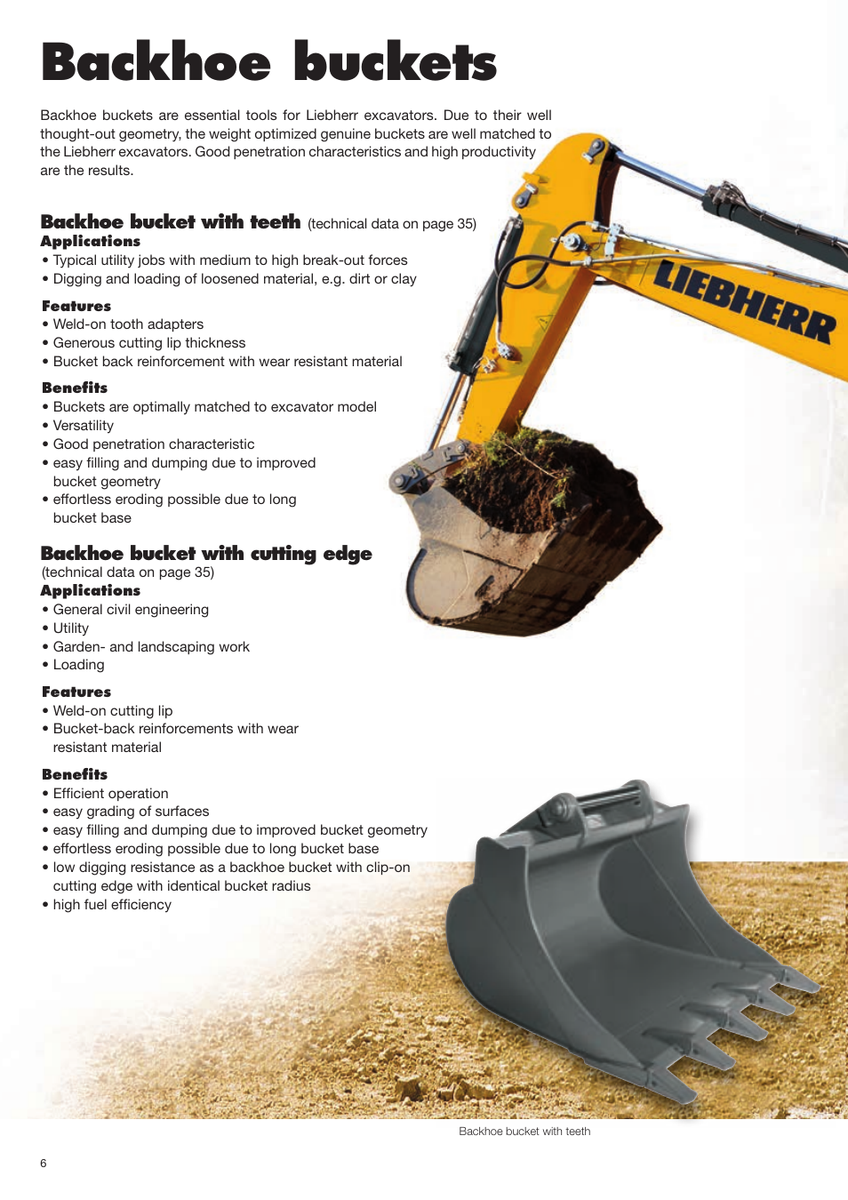 Backhoe buckets | Liebherr Face shovel User Manual | Page 6 / 40
