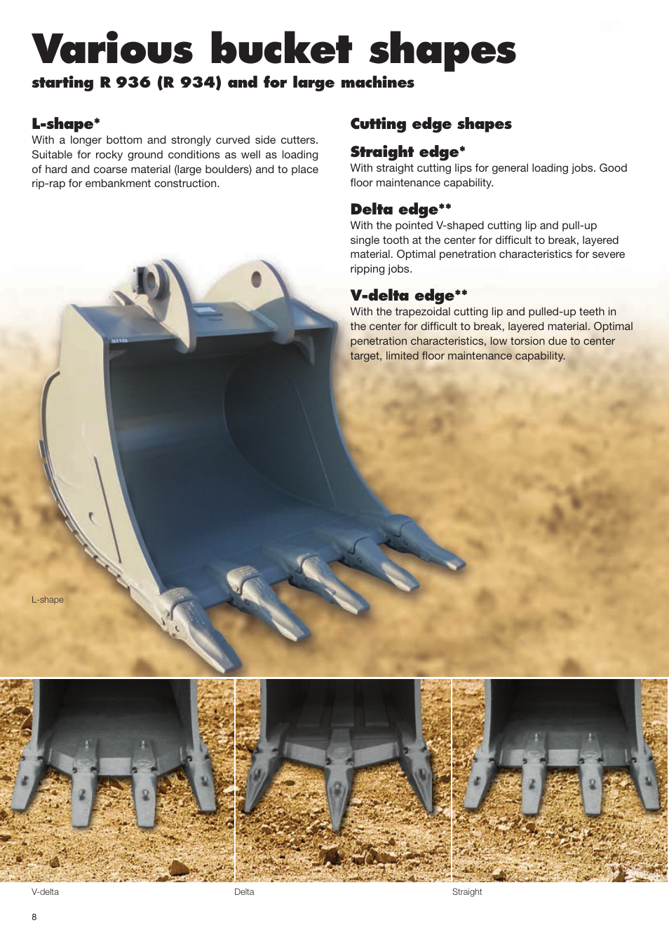Various bucket shapes | Liebherr Face shovel User Manual | Page 8 / 40