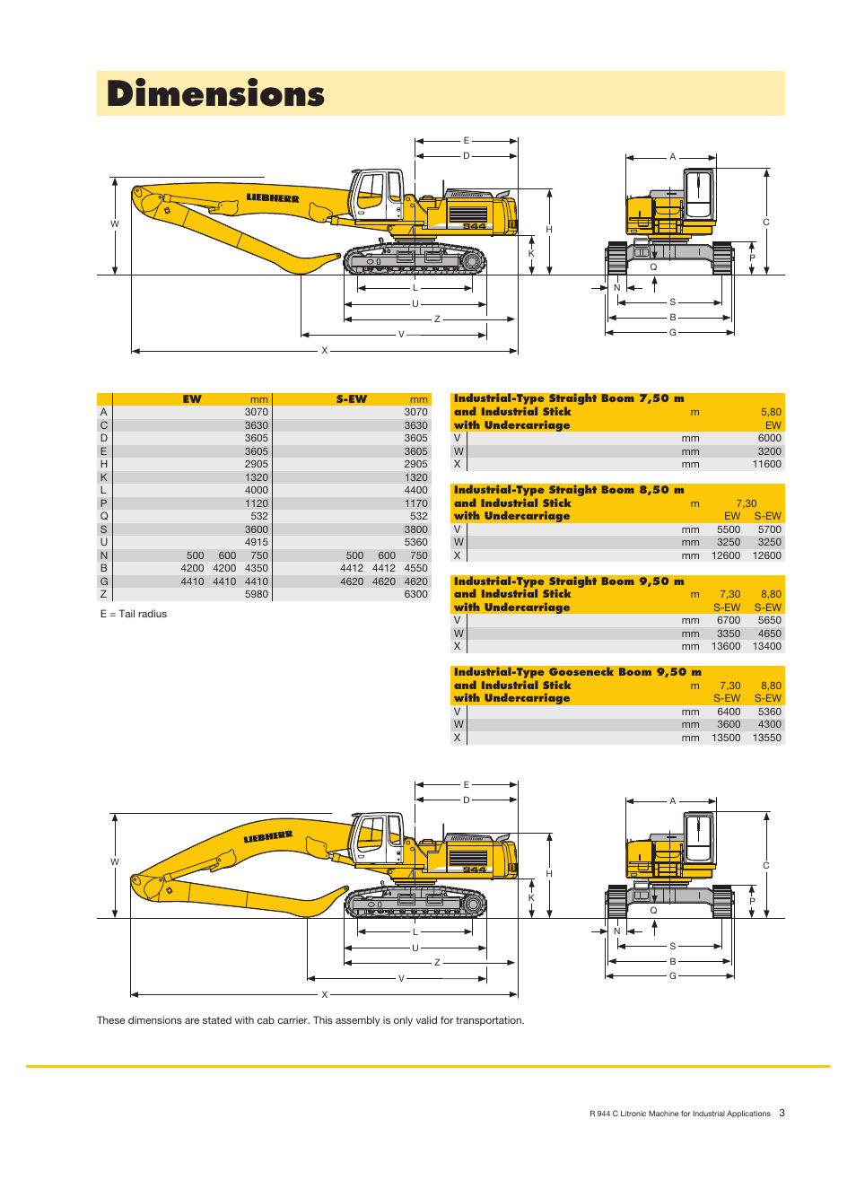 Dimensions | Liebherr R 944 C Litronic Material Handler User Manual | Page 3 / 22