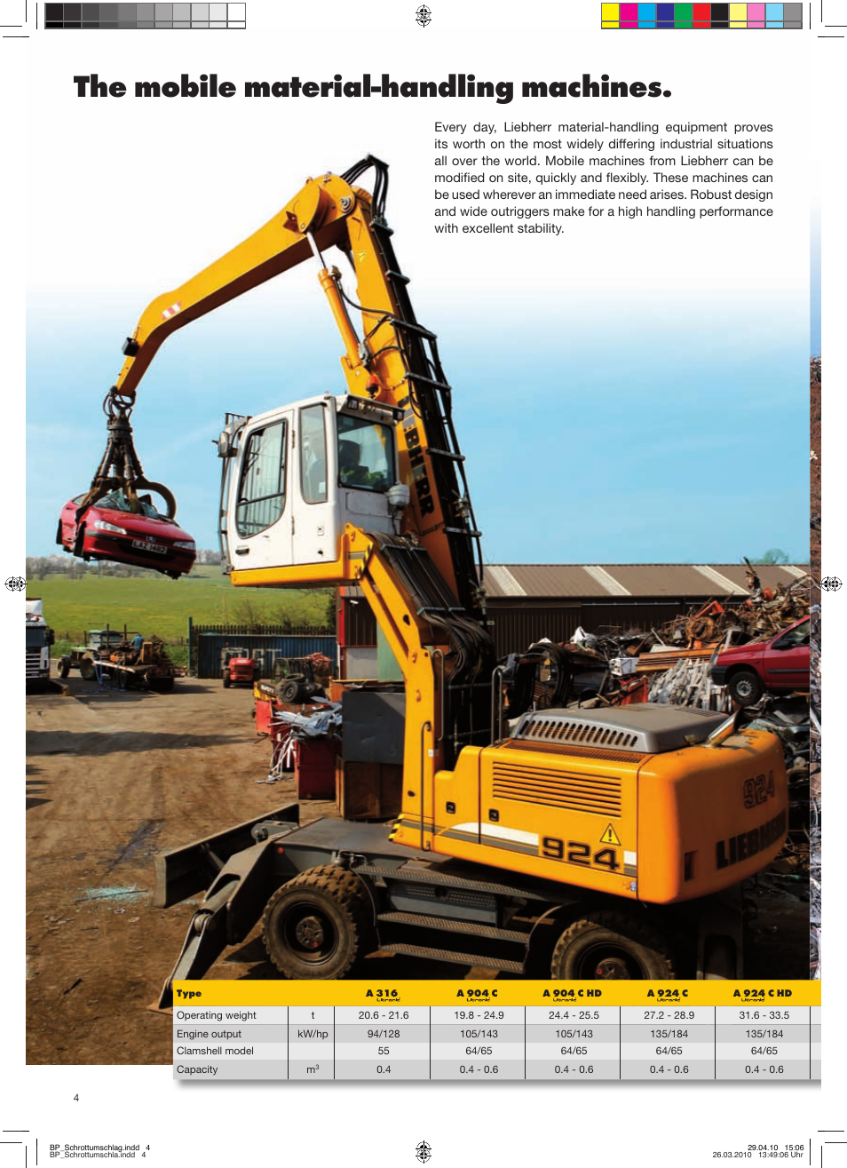 The mobile material-handling machines | Liebherr R 944 C Litronic Material Handler User Manual | Page 4 / 12