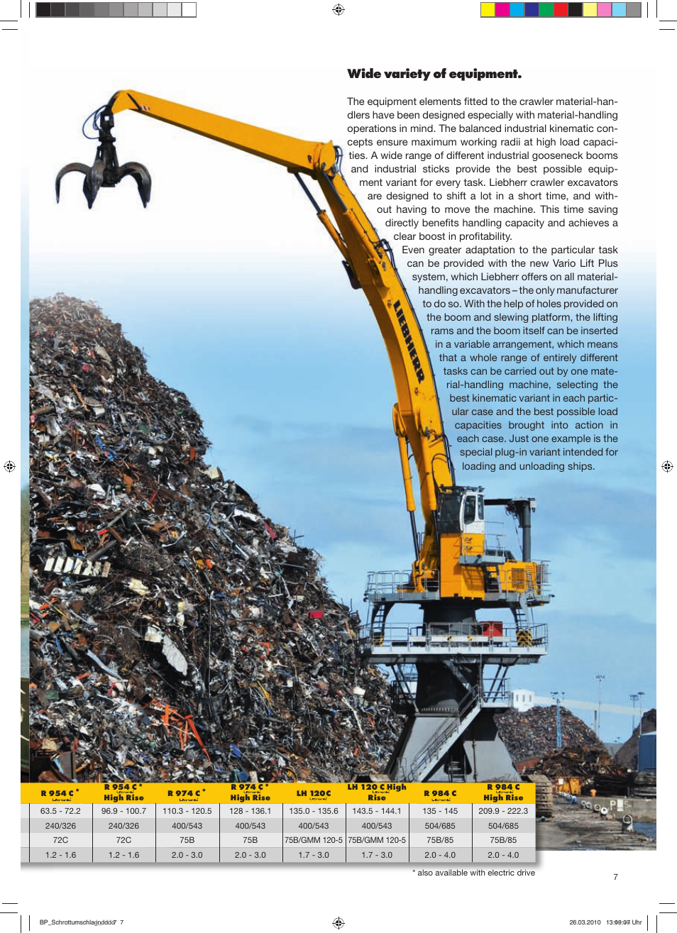 Wide variety of equipment | Liebherr R 944 C Litronic Material Handler User Manual | Page 7 / 12