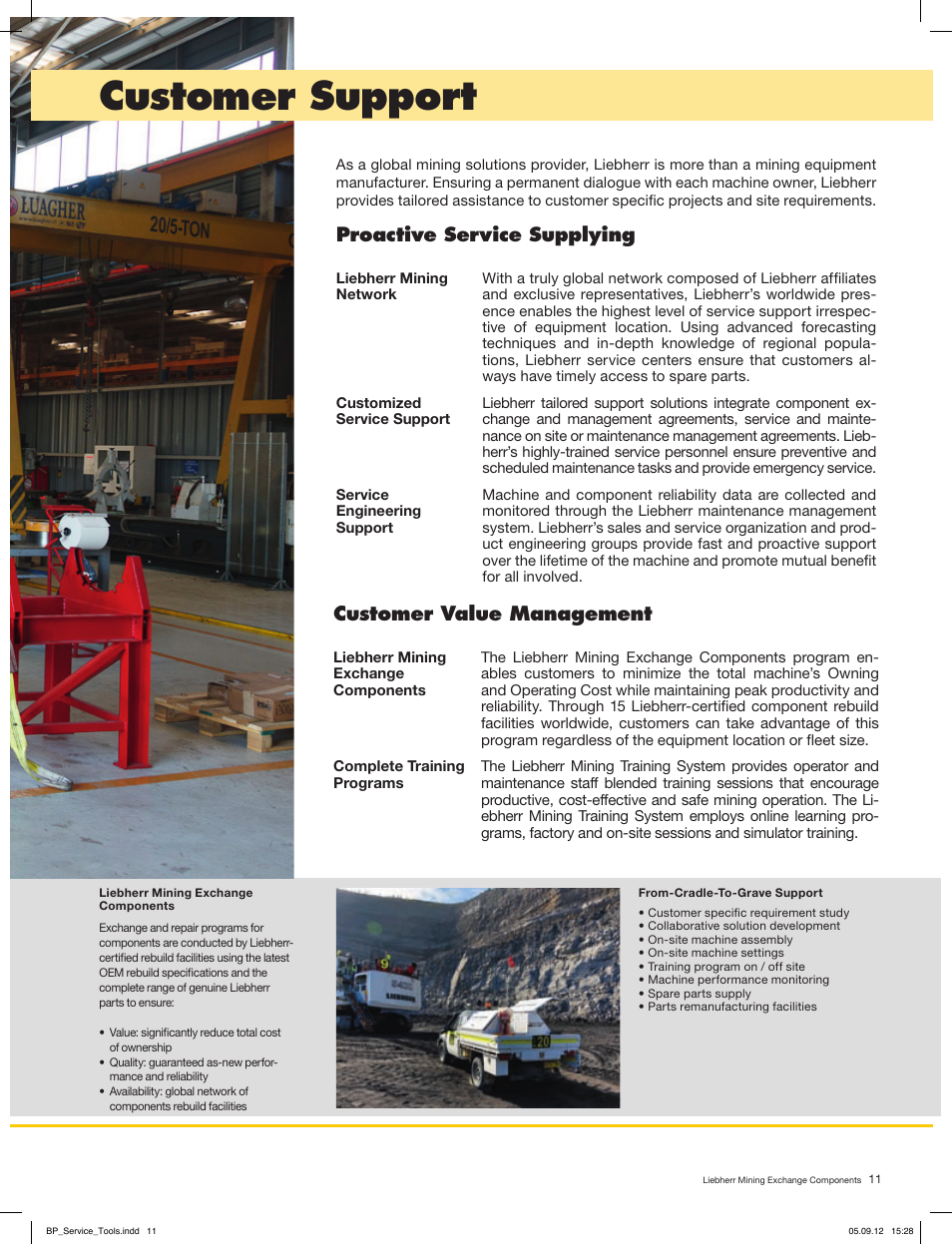 Customer support, Proactive service supplying, Customer value management | Liebherr Cylinder Handling Tool User Manual | Page 11 / 12