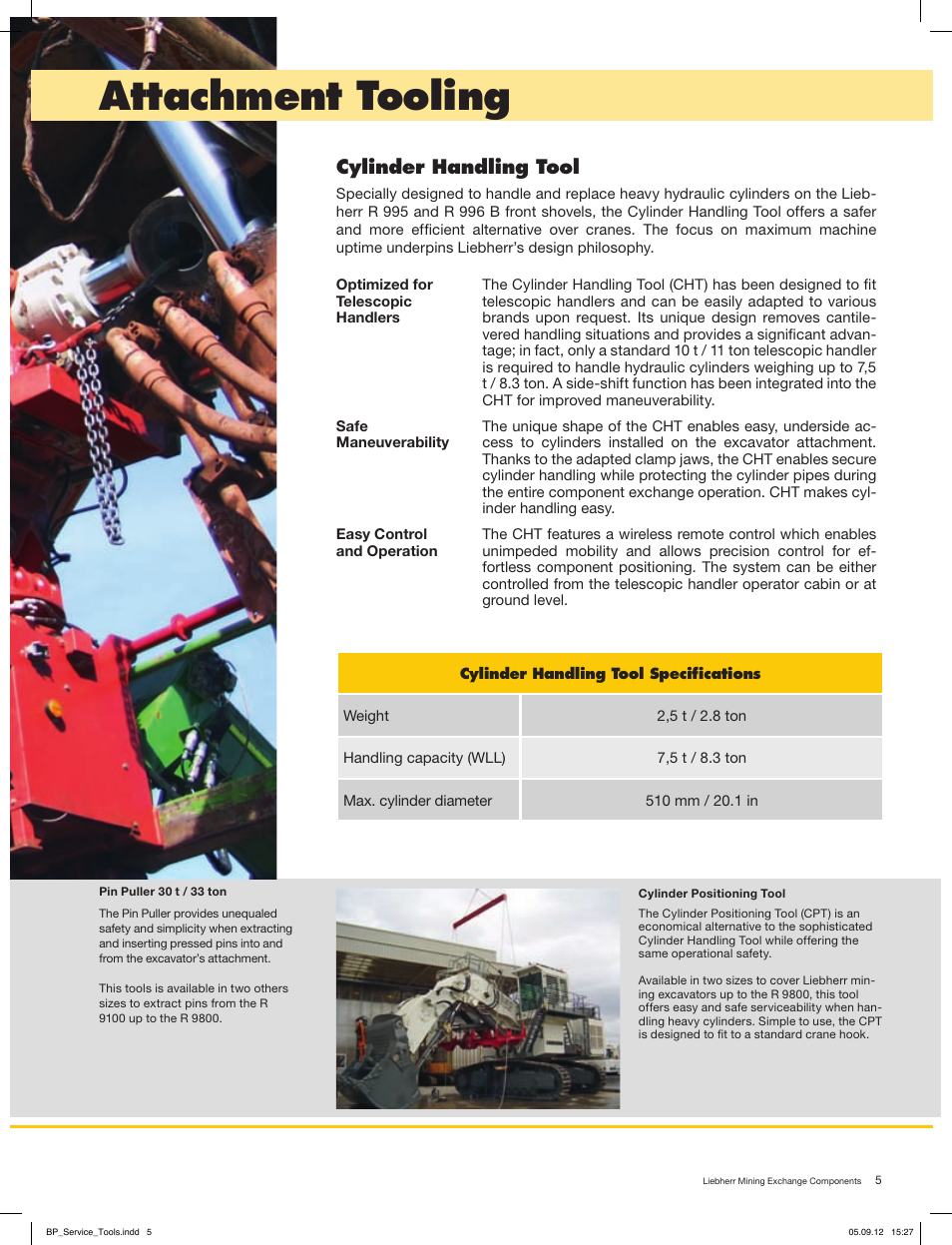 Attachment tooling, Cylinder handling tool | Liebherr Cylinder Handling Tool User Manual | Page 5 / 12