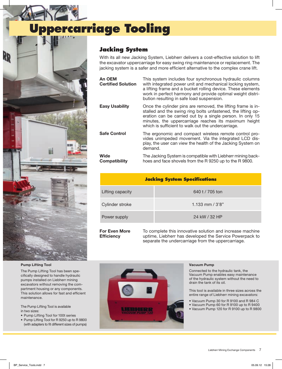 Uppercarriage tooling, Jacking system | Liebherr Cylinder Handling Tool User Manual | Page 7 / 12