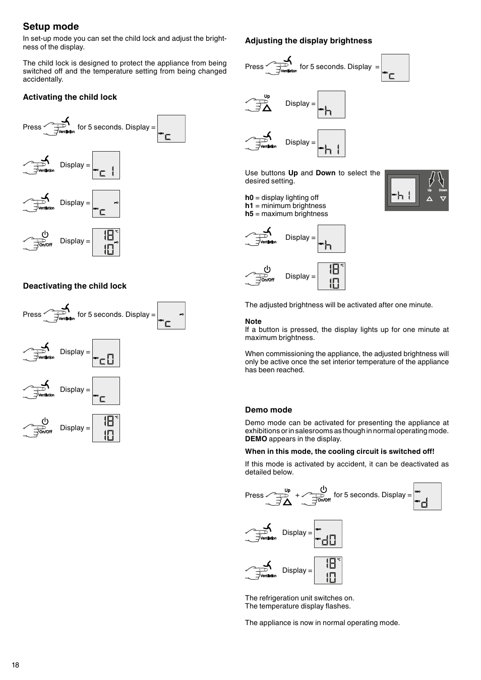 Setup mode | Liebherr WTpes 5972 Vinidor User Manual | Page 6 / 13