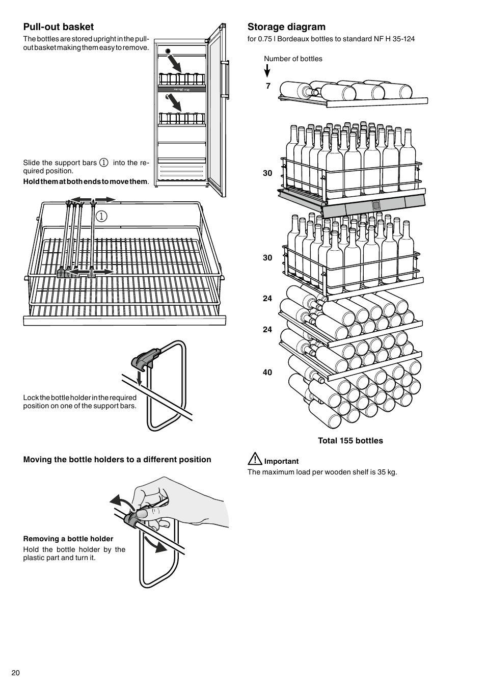 Storage diagram, Pull-out basket | Liebherr WTpes 5972 Vinidor User Manual | Page 8 / 13